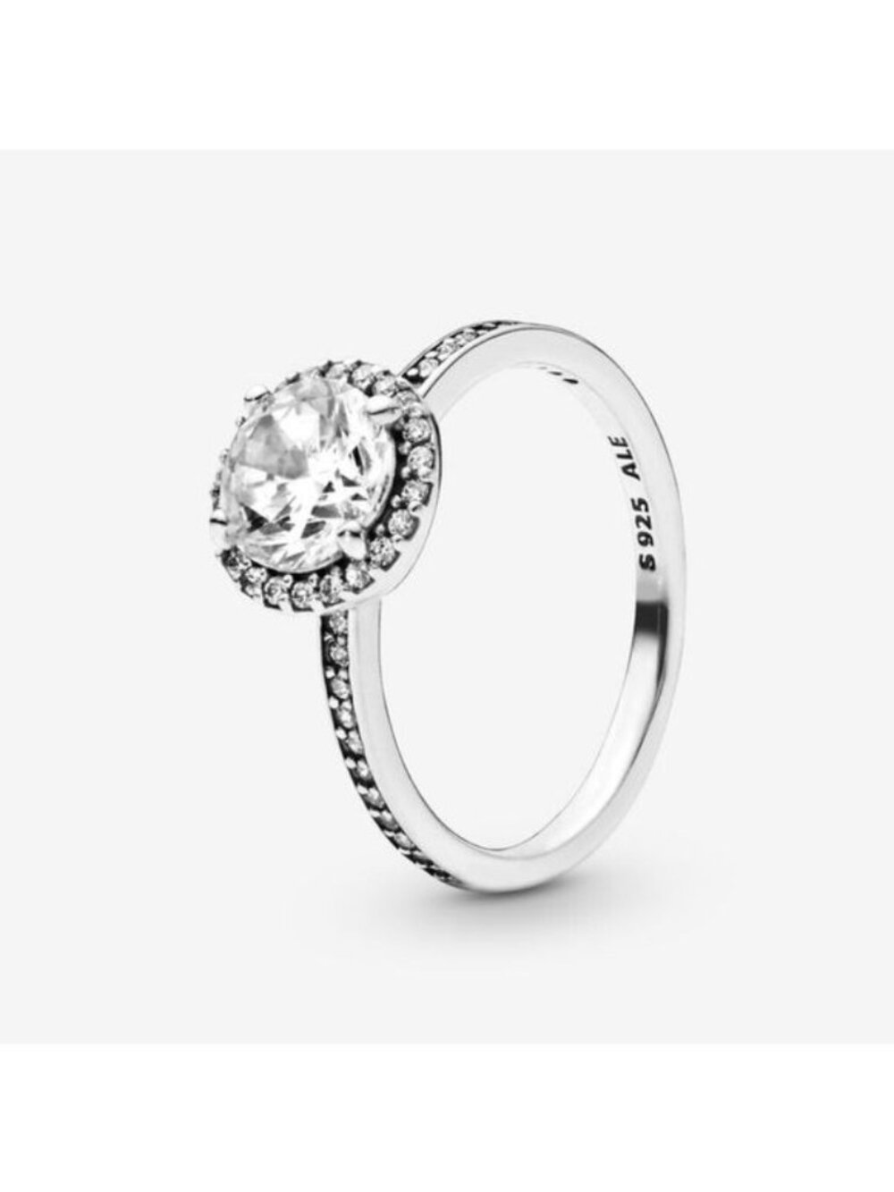 Pandora Sterling Silver Round Sparkle Halo Ring 196250cz, size 52